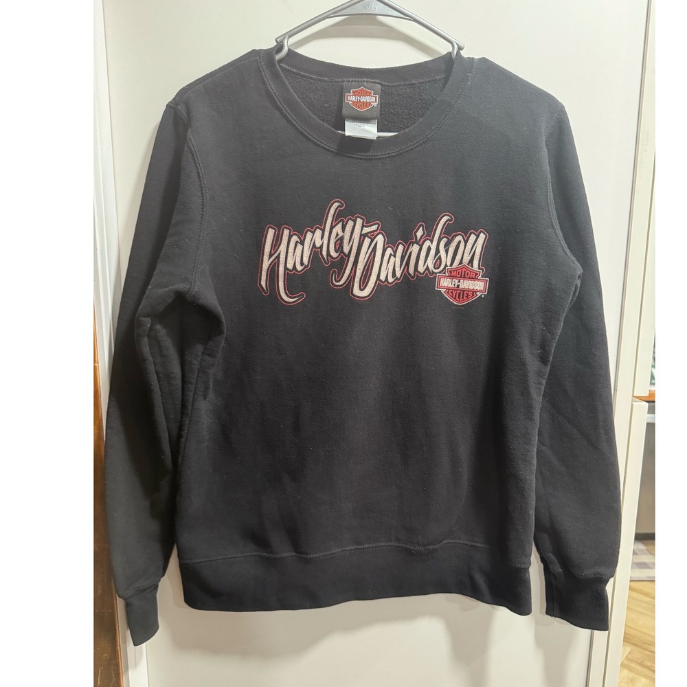 Harley-Davidson Utica NY Crewneck Sweatshirt Black Logo Pullover 5H05 Mens M